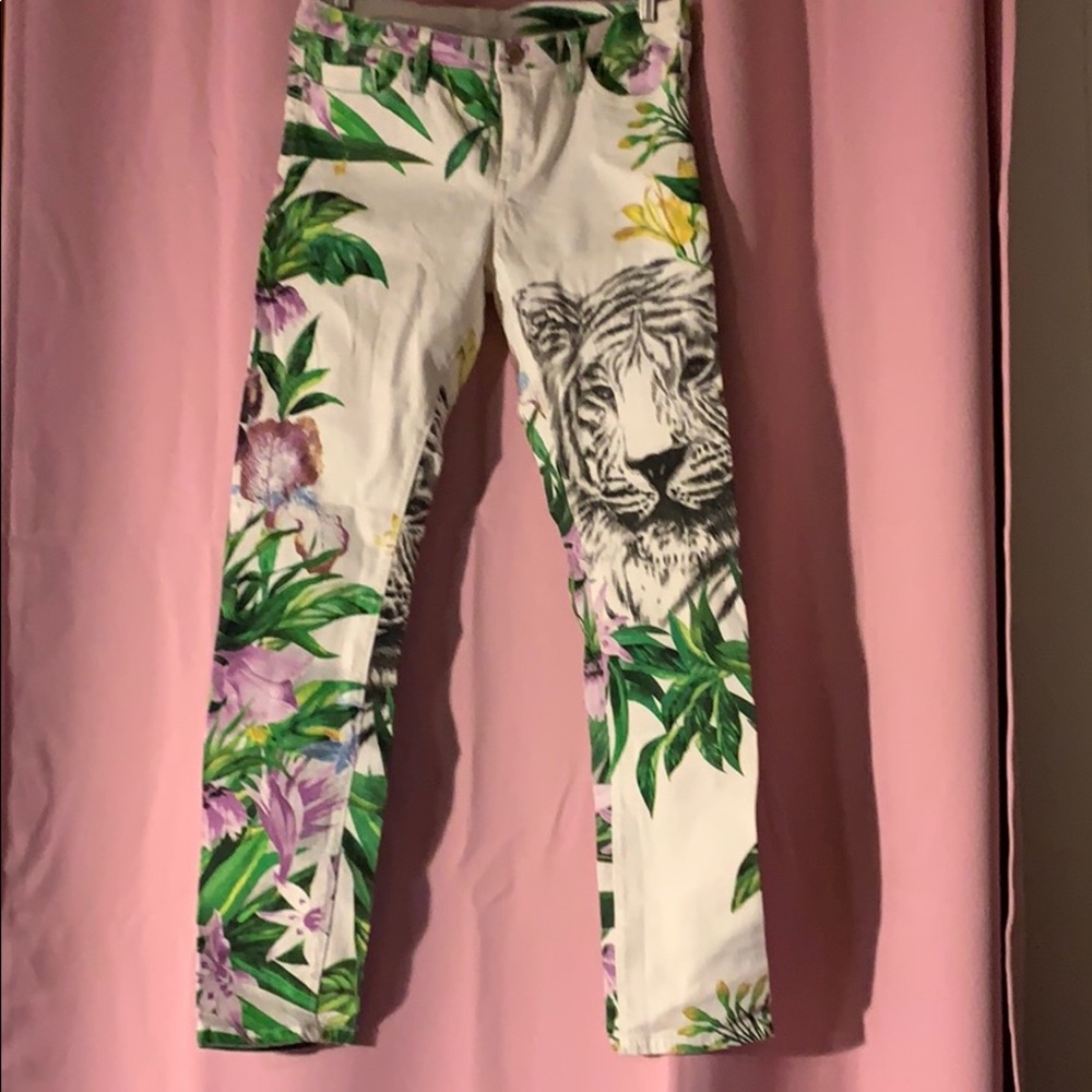 Floral tiger jeans